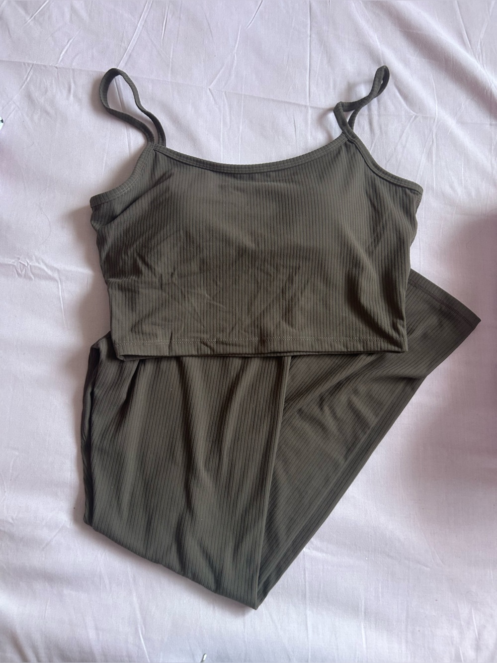 Forever 21 Olive Ribbed Crop Tank